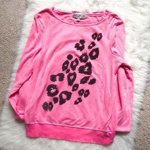 Hot Pink Wildfox Cheetah Print Baggy Beach Jumper